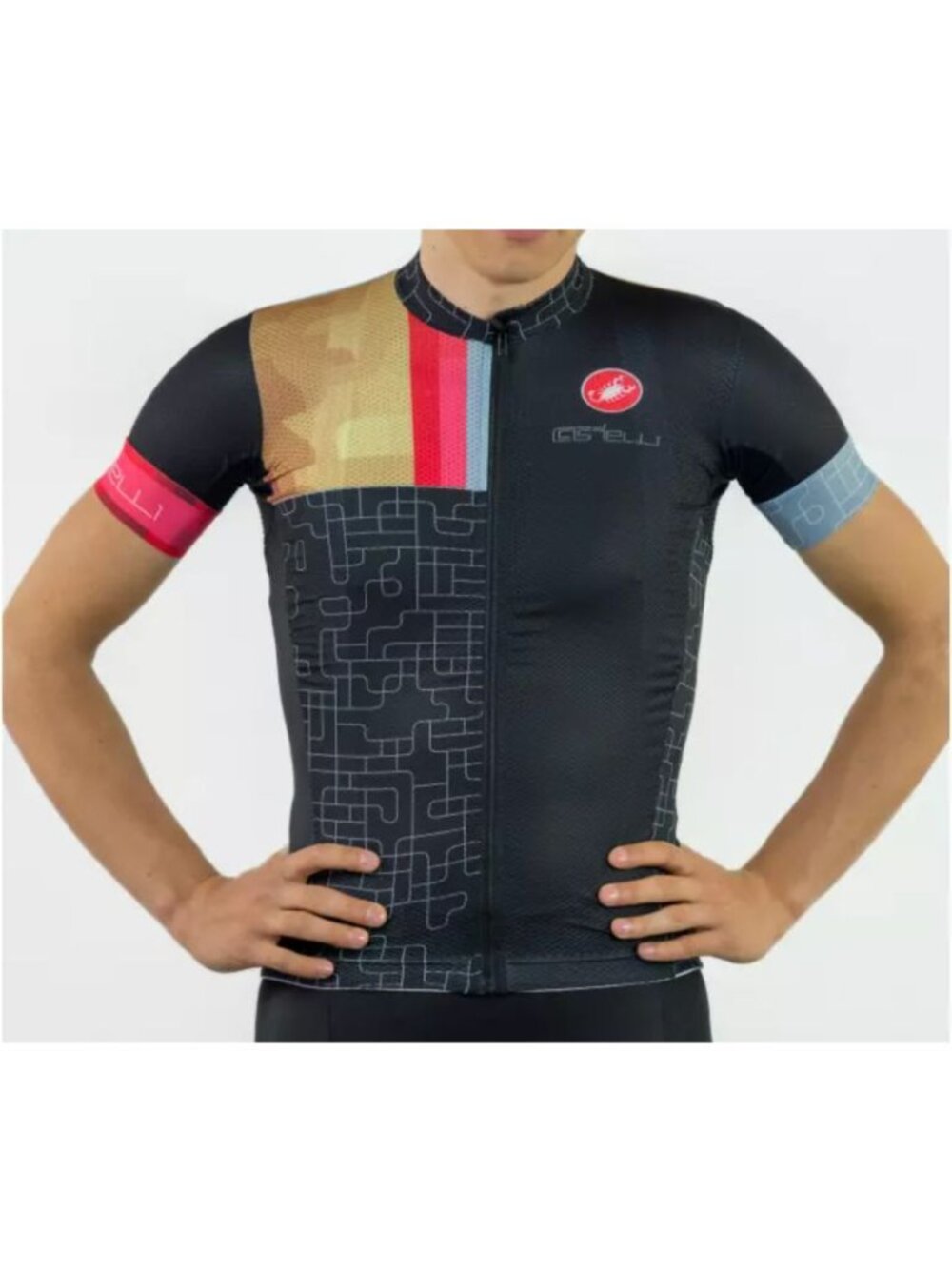 Castelli Rodeo Labs Cycling Jersey Men M Full Zip Black Colorblock Bike Shirt